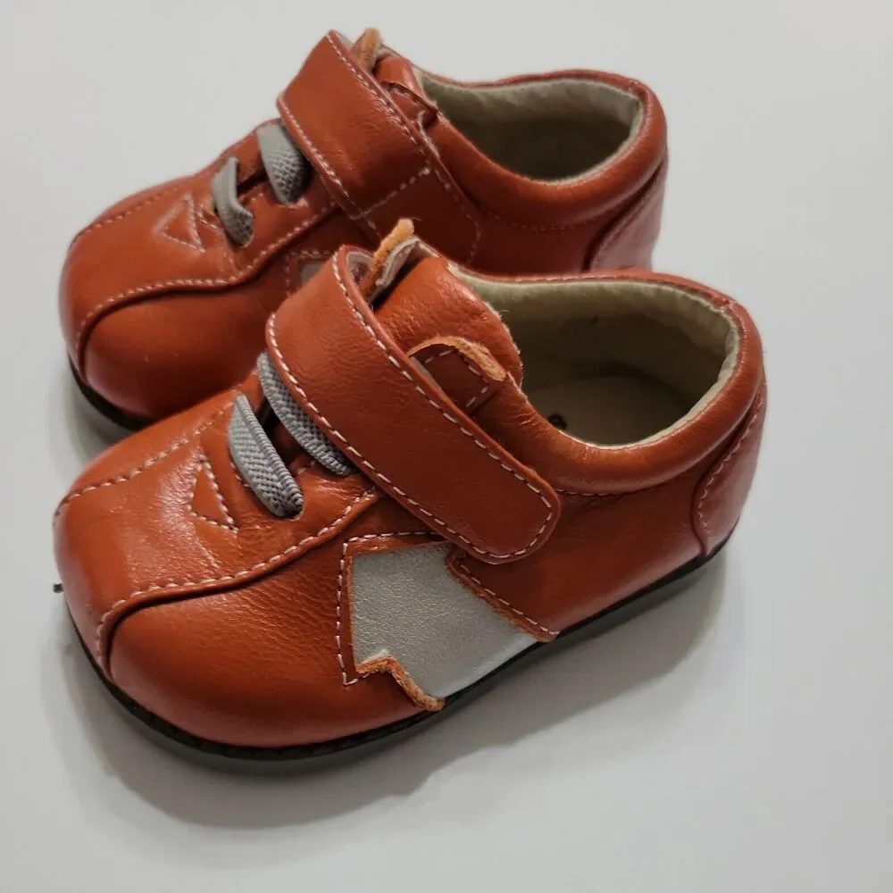See Kai Run Sneaker Infant Boy 2 Shoe Burnt Orange Gray Adjustable Strap Comfort